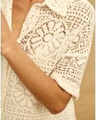 Ecrufarbenes Oversize-Hemdkleid Rilowa