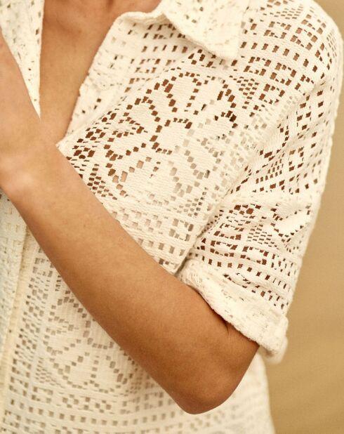 Ecrufarbenes Oversize-Hemdkleid Rilowa