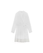 Abito corto svasato River con inserti e finiture in crochet bianco