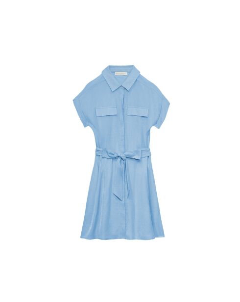 Gerades kurzes Kleid von Raé aus himmelblauem, fließendem Satin