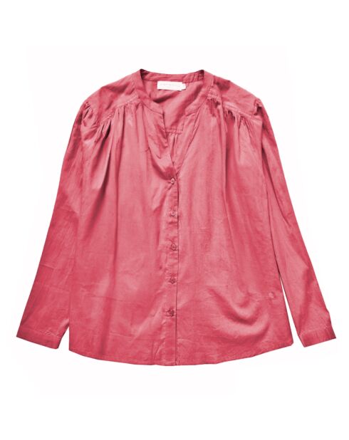 Bolia - Effen, loszittende blouse met V-hals en wilde aardbei