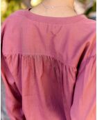 Bolia - Effen, loszittende blouse met V-hals en wilde aardbei