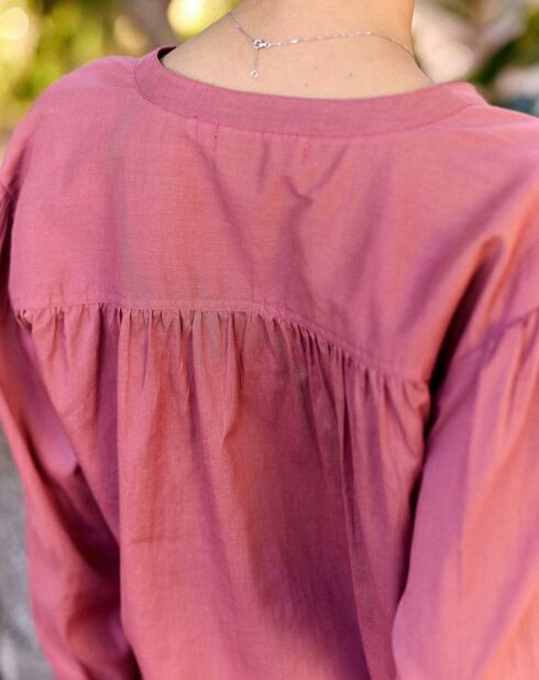 Bolia - Effen, loszittende blouse met V-hals en wilde aardbei