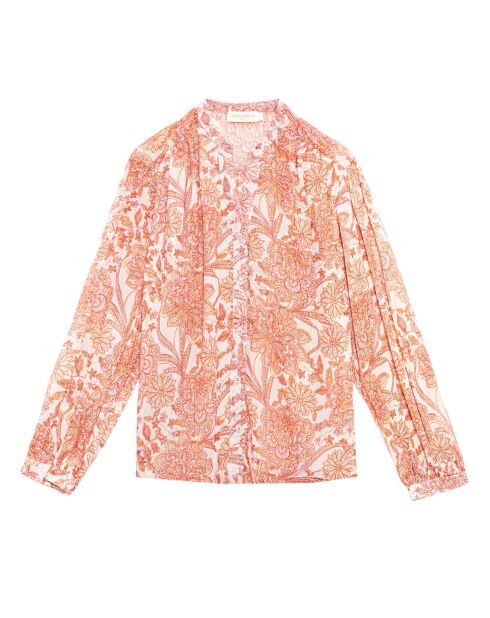 Blouse ample Bolie en georgette tissée lurexée à imprimé floral