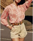 Blouse ample Bolie en georgette tissée lurexée à imprimé floral