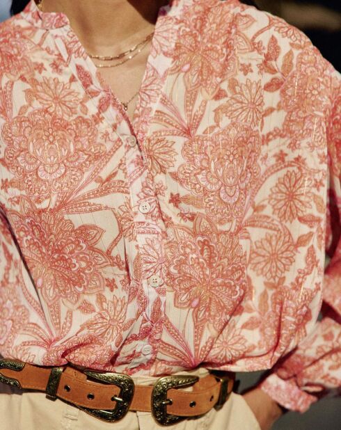 Blouse ample Bolie en georgette tissée lurexée à imprimé floral