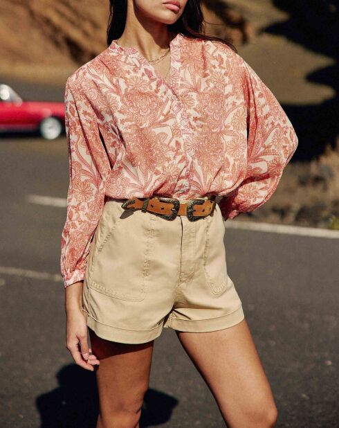 Blouse ample Bolie en georgette tissée lurexée à imprimé floral