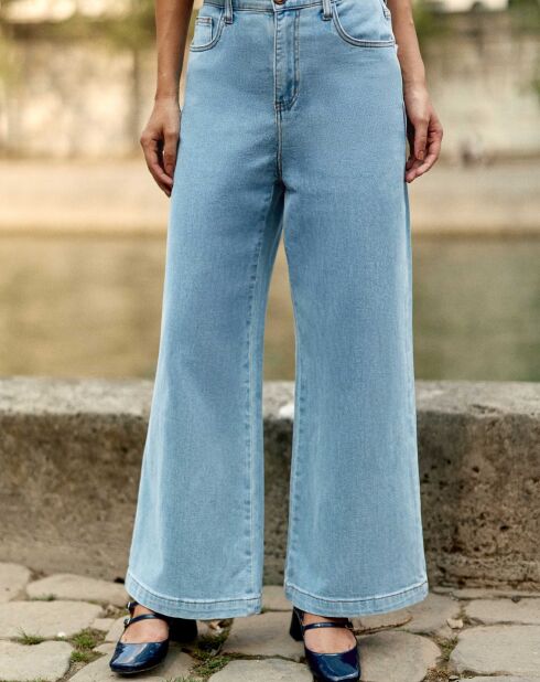 Jean large taille haute Prune stone