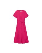 Raveny, wijd uitlopende midi-jurk in fuchsia, dobby