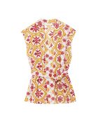 Ärmellose Samtjacke mit zweifarbiger englischer Stickerei