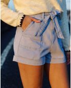 Soéli blaue Reversshorts mit hoher Taille