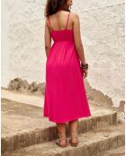 Fuchsia midi-jurk met rechte snit Rayen