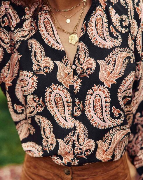 Beily locker sitzende Bluse mit mehrfarbigem Kaschmir-Print