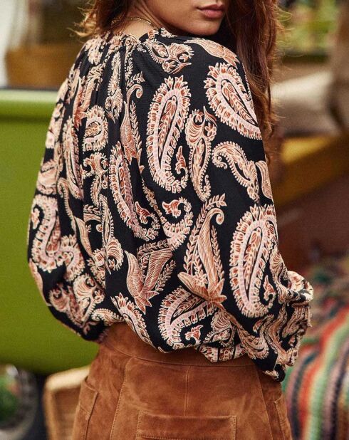 Beily locker sitzende Bluse mit mehrfarbigem Kaschmir-Print