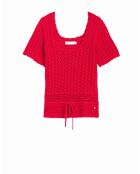 Top in maglia Mayla con peplo rosso