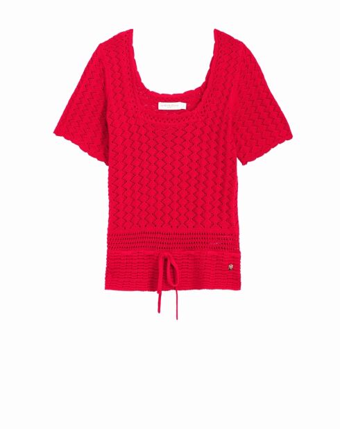Top in maglia Mayla con peplo rosso