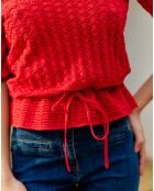 Top in maglia Mayla con peplo rosso