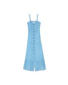 Vestido largo holgado Riky, escote en forma de corazón en piedra