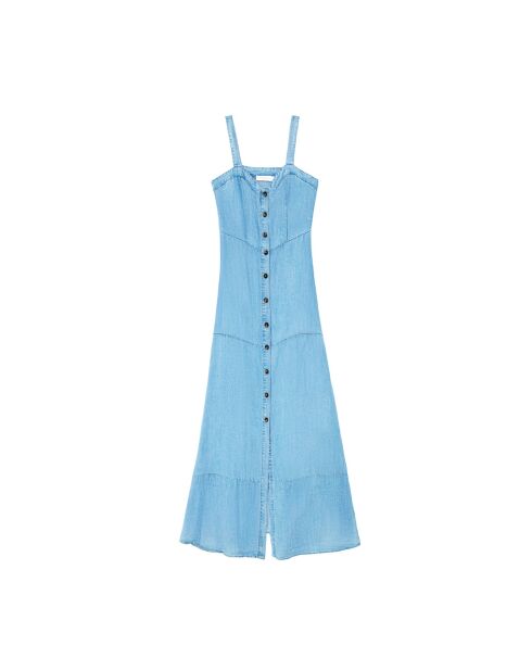 Vestido largo holgado Riky, escote en forma de corazón en piedra