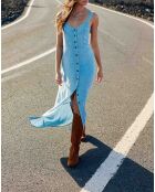 Vestido largo holgado Riky, escote en forma de corazón en piedra