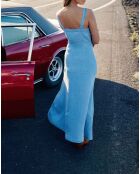 Vestido largo holgado Riky, escote en forma de corazón en piedra