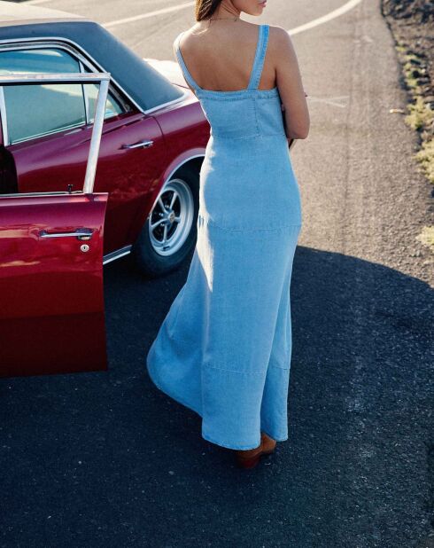 Vestido largo holgado Riky, escote en forma de corazón en piedra