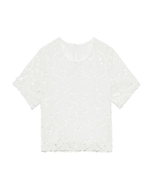 Thelma Top mit geradem Schnitt, weiße englische Stickerei