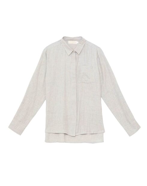 Chemisier Carli en flanelle de coton gris chiné