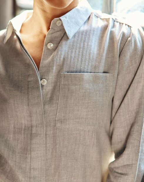 Chemisier Carli en flanelle de coton gris chiné