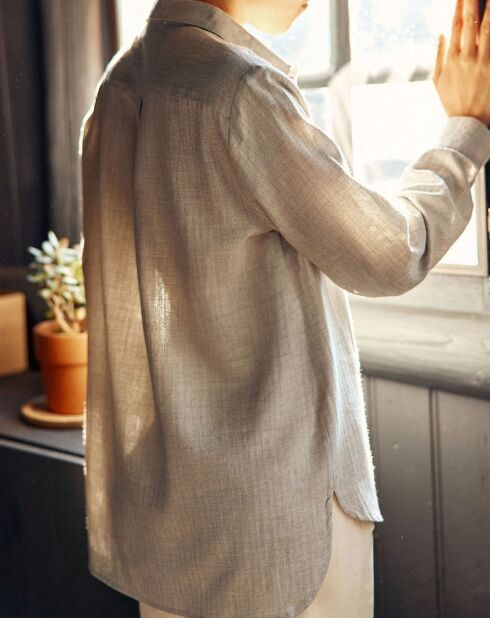 Chemisier Carli en flanelle de coton gris chiné