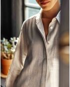 Chemisier Carli en flanelle de coton gris chiné