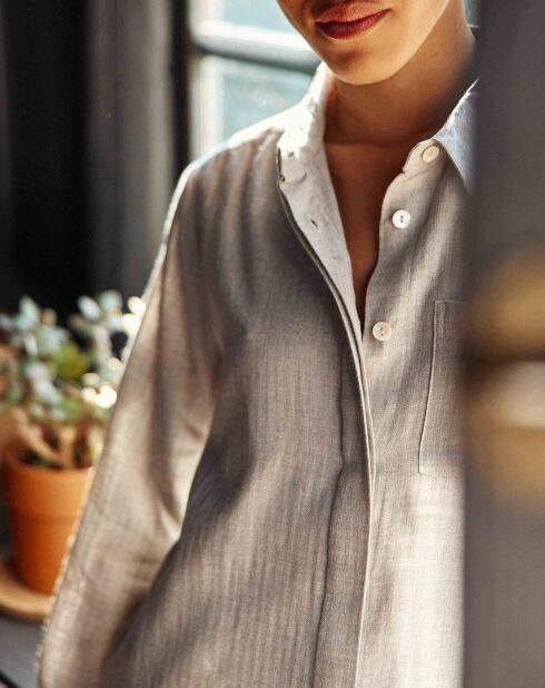 Chemisier Carli en flanelle de coton gris chiné