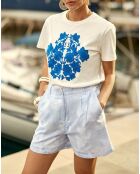 Taima T-Shirt mit geradem Schnitt in Weiß/Blau