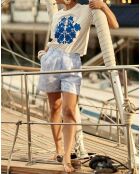 Taima T-Shirt mit geradem Schnitt in Weiß/Blau