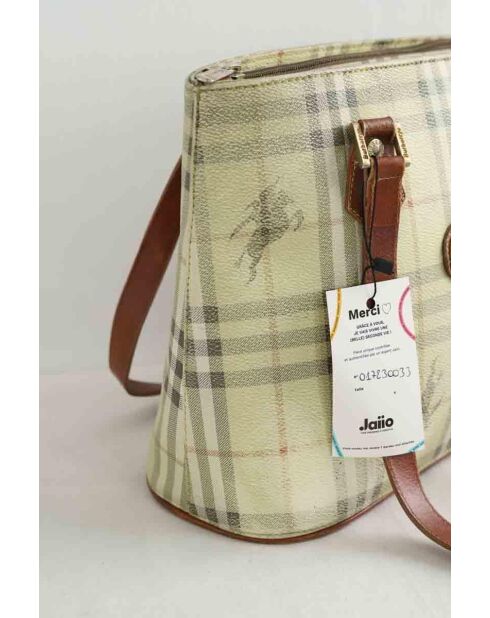 Beige leren handtassen - 34x14x24 cm - Goede conditie