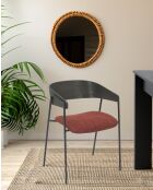 Wilsa - 4 Chaises en tissu avec dossier en bois et pieds en métal - 58x58x78 cm