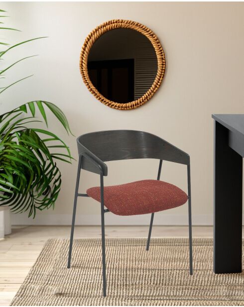 Wilsa - 4 Chaises en tissu avec dossier en bois et pieds en métal - 58x58x78 cm