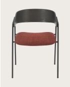 Wilsa - 4 Chaises en tissu avec dossier en bois et pieds en métal - 58x58x78 cm