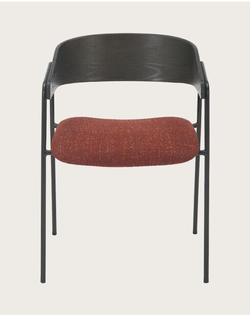 Wilsa - 4 Chaises en tissu avec dossier en bois et pieds en métal - 58x58x78 cm