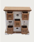 Inda - Petit buffet en Mindy massif blanc et naturel - 80x35x85 cm