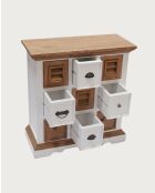 Inda - Petit buffet en Mindy massif blanc et naturel - 80x35x85 cm