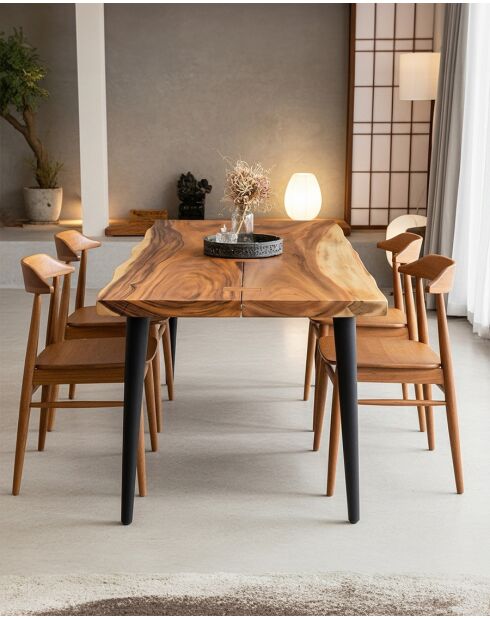 Kanpur - Table repas en suar massif  6 pers. - L160 cm