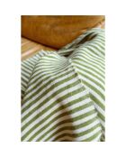 Plaid berbero con pompon senape a strisce kaki - 250x150 cm