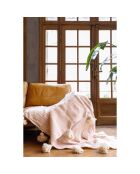 Berberdecke mit rosa gestreiftem Pompon - 250x150cm