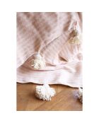 Berberdecke mit rosa gestreiftem Pompon - 250x150cm