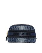 Blauwe katoenen reistassen - 23x8x13 cm - Zeer goede staat