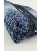 Blauwe katoenen reistassen - 23x8x13 cm - Zeer goede staat