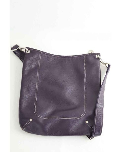 Paarse leren handtassen - 30x4x33 cm - Goede conditie