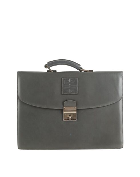 Graue Lederhandtaschen - 38x5x28 cm - Guter Zustand