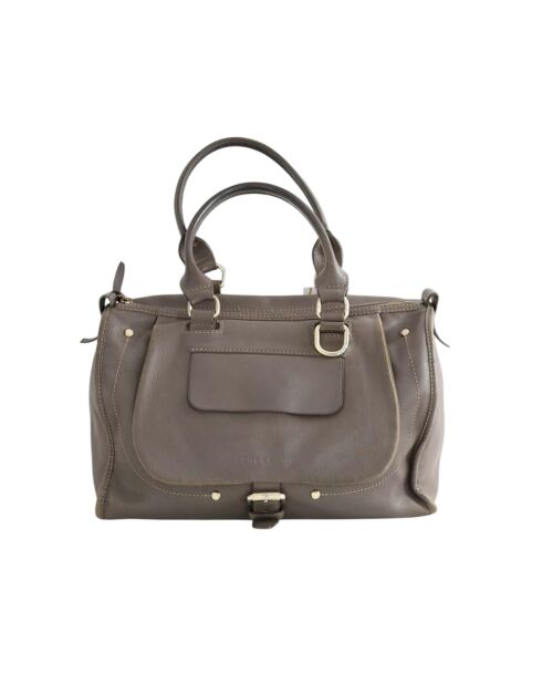 Graue Lederhandtaschen - 38x13x28 cm - Guter Zustand